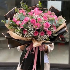 Bó hoa tươi hồng sen baby HB802