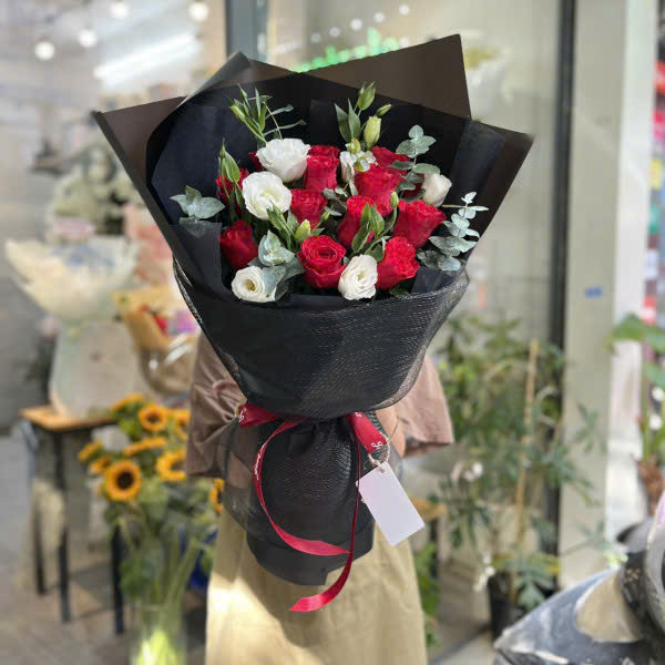 Bó hoa cát tường hồng đỏ HB809