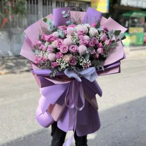 Hoa bó tươi tím huế thủy chung HB812