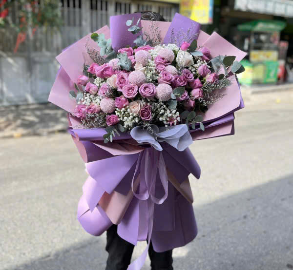Hoa bó tươi tím huế thủy chung HB812