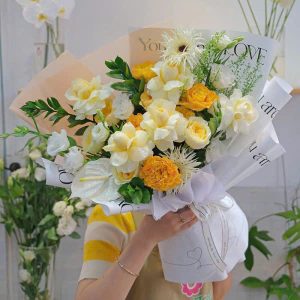Hoa bó hồng vàng nhẹ nhàng HB887