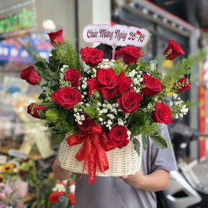 Giỏ hoa tươi hồng đỏ HG602